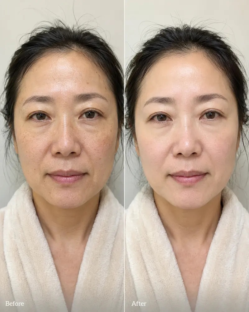 Illustrative laser resurfacing before and after for skin texture
